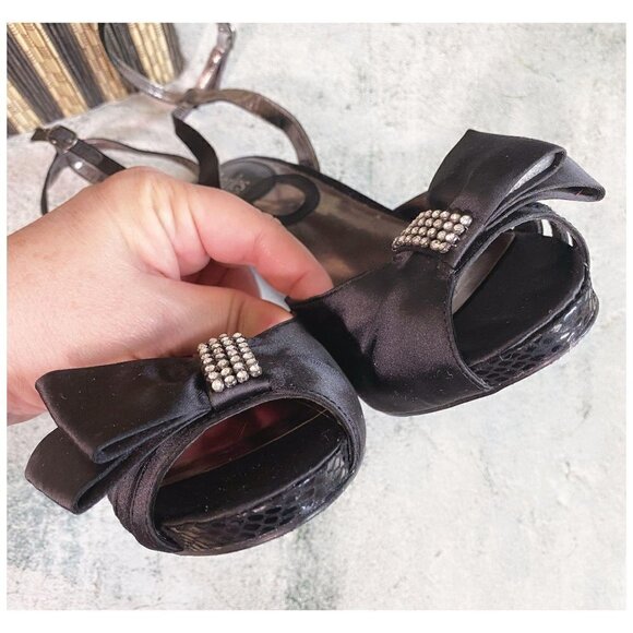 Charles by Charles David Black Satin Formal Heels w Rhinestones Women's Sz 7.5 - Picture 9 of 12